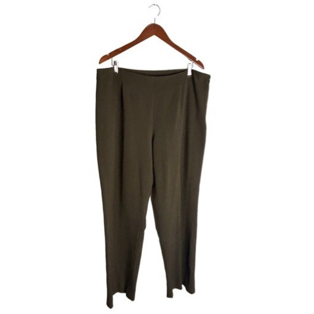 Coldwater Creek Ponte Trousers Olive Green Straight Leg Size 16 Office Casual